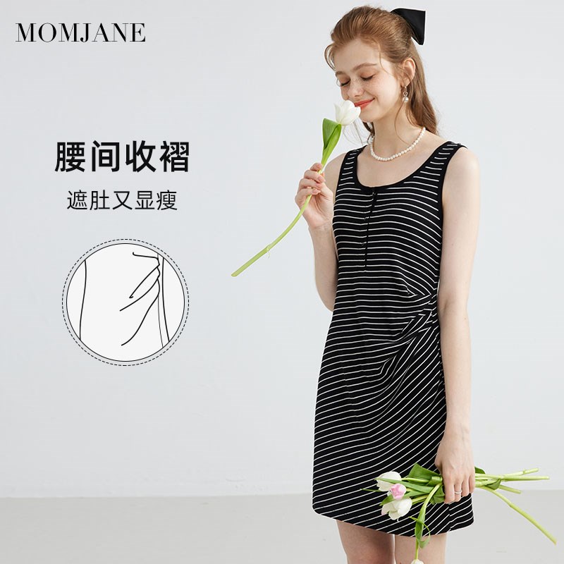 哺乳睡裙夏季薄款外穿待产裙孕妇睡衣带胸垫哺乳裙喂奶大码连衣裙