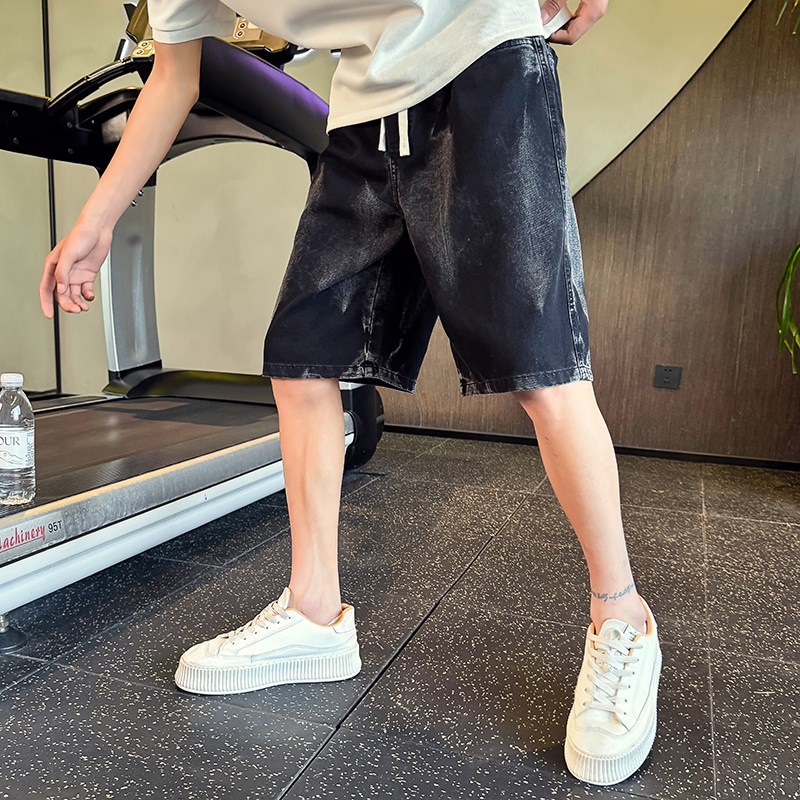 男款水洗渐变五分牛仔短裤休闲宽松中裤子2025新款男裤夏季大裤衩