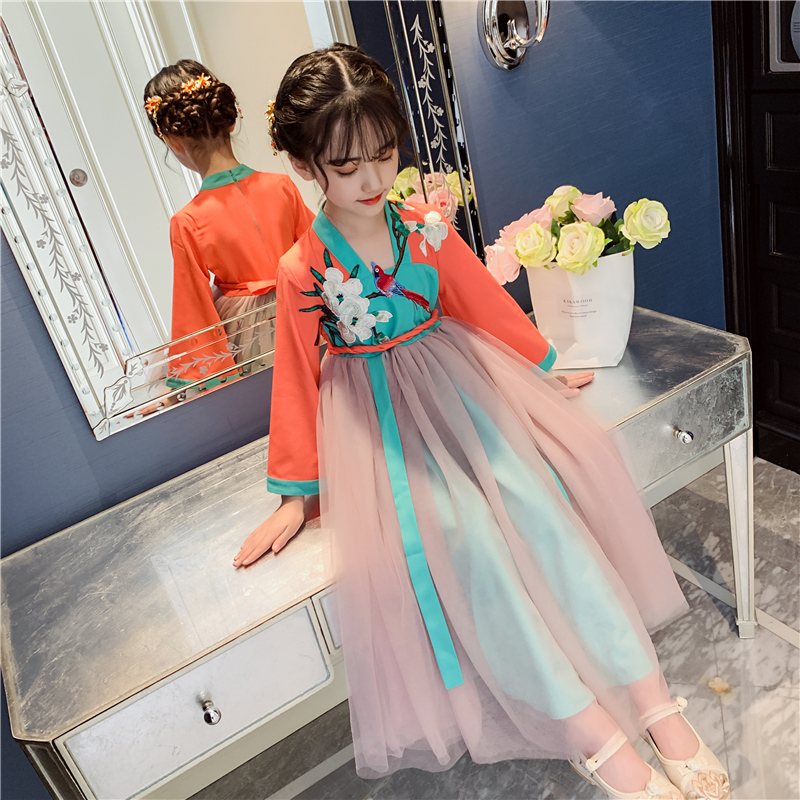 汉服女童古装超仙襦裙春秋季2023新款中国风古装连衣裙女孩公主裙