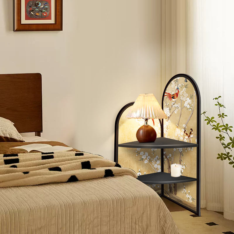 客厅转角柜画墙角落地装饰摆件夹缝置物架卧室床头储物柜复古矮柜