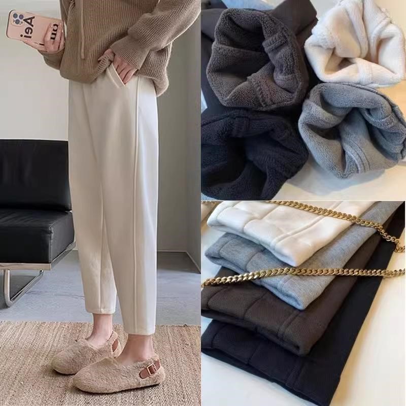 孕妇裤子哈伦裤春秋新款加绒奶奶裤小个子秋冬米色保暖百搭休闲裤