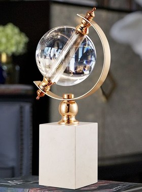 现代简约轻奢大理石水晶球摆件创意家居客厅酒柜书房办公室装饰品