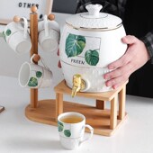 新冷水壶家用客厅大容量凉水壶耐高温陶瓷杯子套装 凉白开水壶带龙