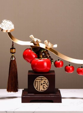 柿柿事事如意柿子摆件新中式客厅办公室装饰高档礼物乔迁新居礼品