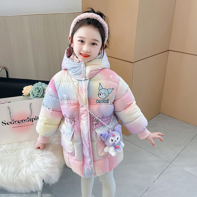 女童棉衣加厚棉服冬款2023新款洋派女宝宝冬季中长版保暖羽绒棉服