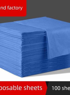 100张美容美发用一次性蓝色床单，有孔Spa按摩垫，有孔无纺布，透