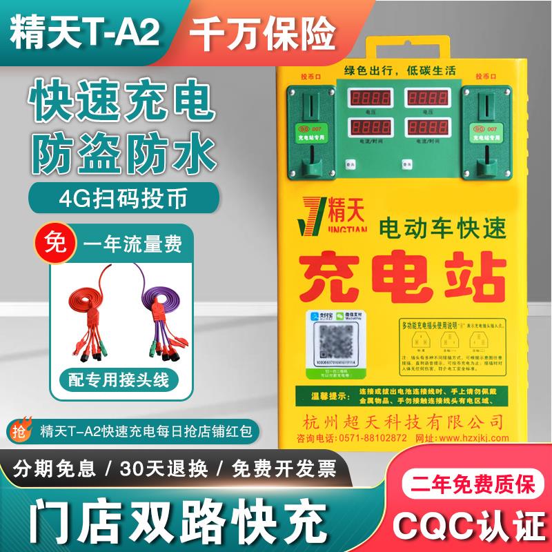 精天 2路电瓶车电动车投币扫码快速充电站充电器智能充电桩户外