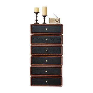 法式中古风红橡木实木床头柜卧室复古旋转六斗柜客厅收纳储物柜子