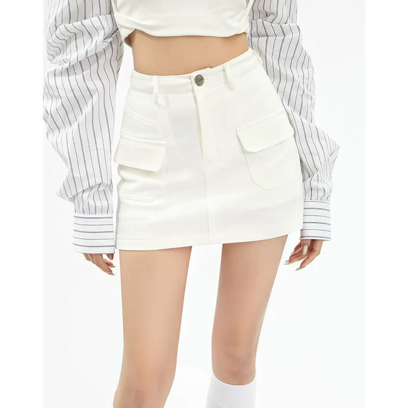 美式半身裙女夏2025复古辣妹设计感小众高腰拼接工装口袋A字短裙,女装/女士精品,半身裙,淘宝优惠券,粉丝福利购,淘宝优惠卷