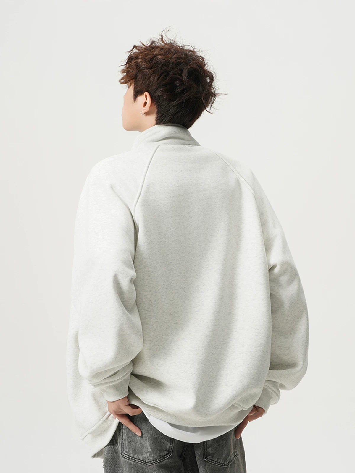 Spring sweatshirt, sports jacket with zipper, American style, oversize, increased thickness