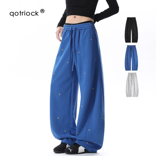 QOTRIOCK美式星星满印抽绳卫裤男