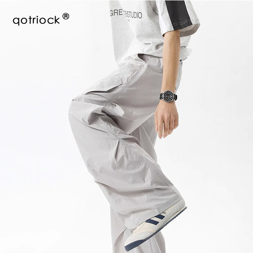 QOTRIOCK美式冰丝速干褶皱休闲裤