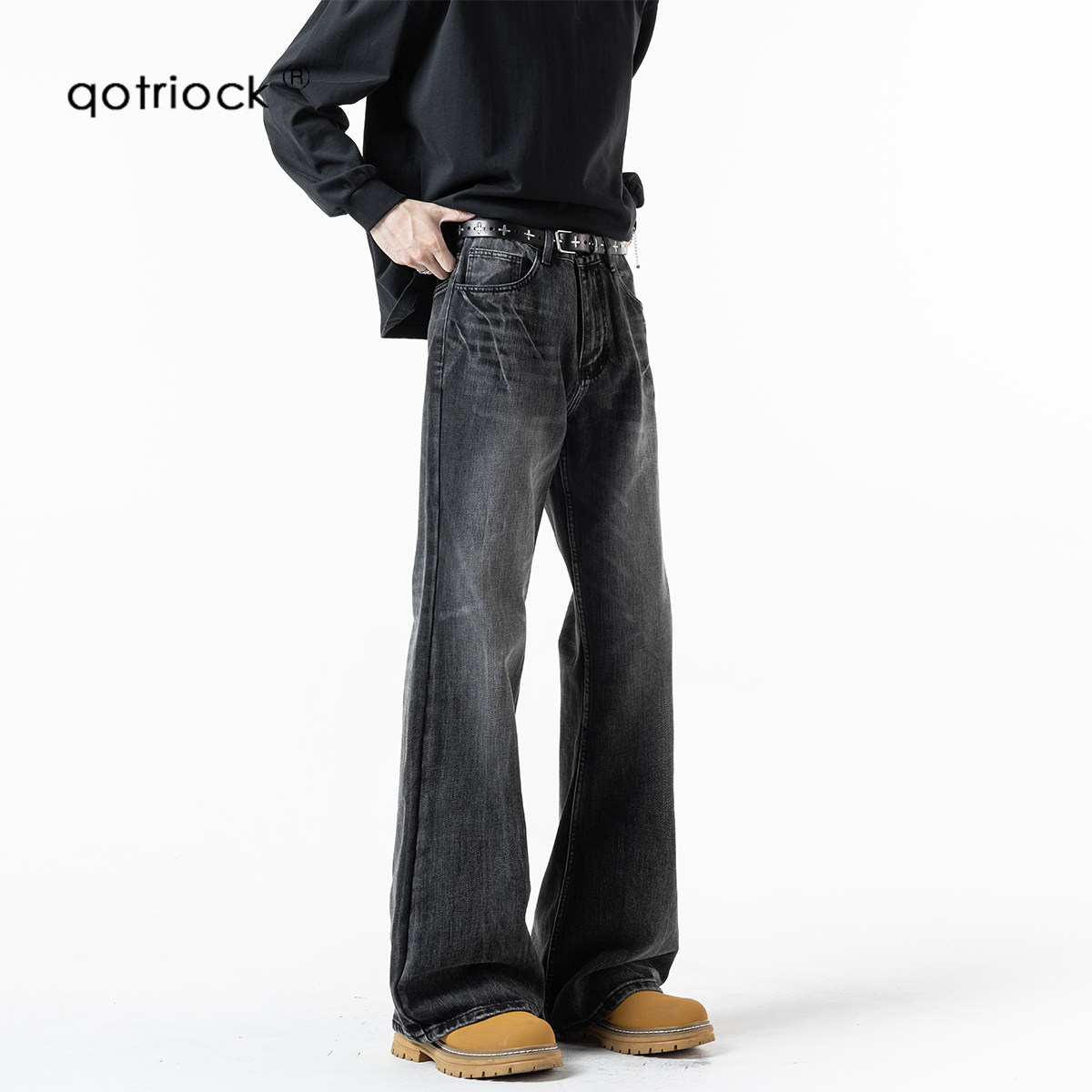 QOTRIOCKcleanfit闪电裂纹牛仔裤图片
