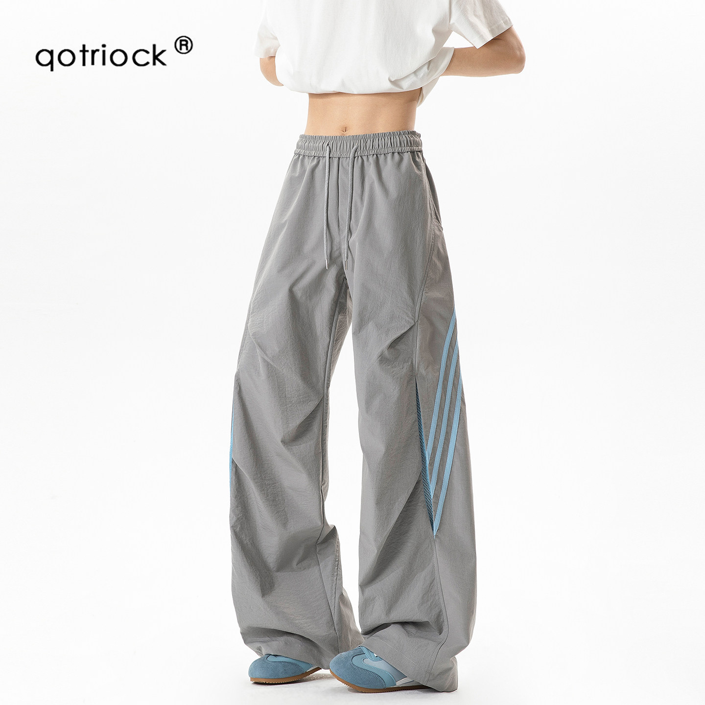QOTRIOCK美式网眼条纹休闲裤户外图片
