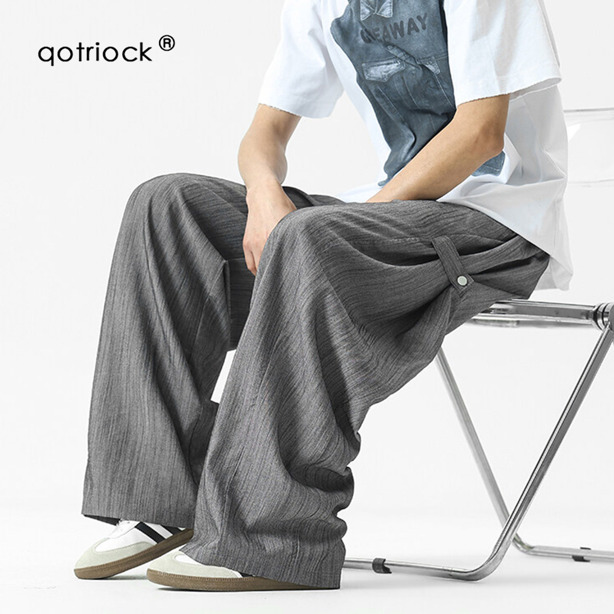 QOTRIOCK肌理感冰丝凉感休闲裤男图片