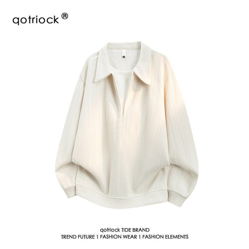 QOTRIOCK假两件肌理感polo领卫衣