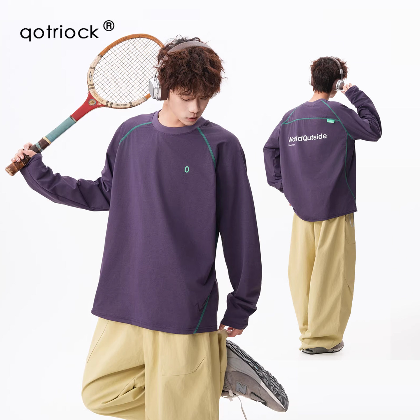 QOTRIOCK户外运动风长袖T恤男春图片