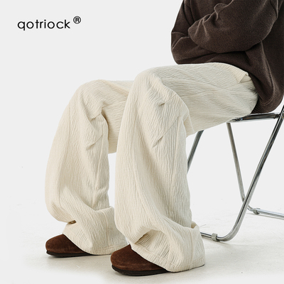 QOTRIOCK重磅300g树皮褶休闲裤男