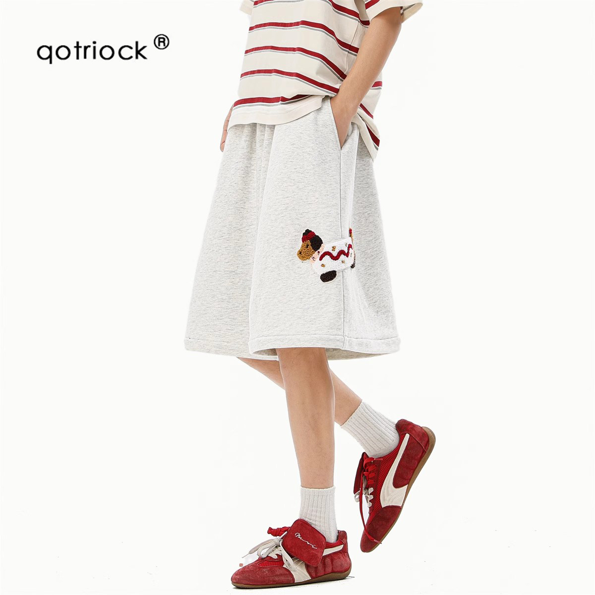 QOTRIOCK美式腊肠狗立体贴布短裤图片
