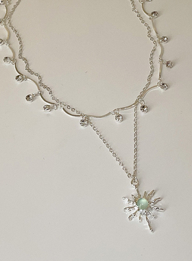 EARMOON 超仙太阳花锆石流苏项链轻奢高级感锁骨链个性百搭颈链