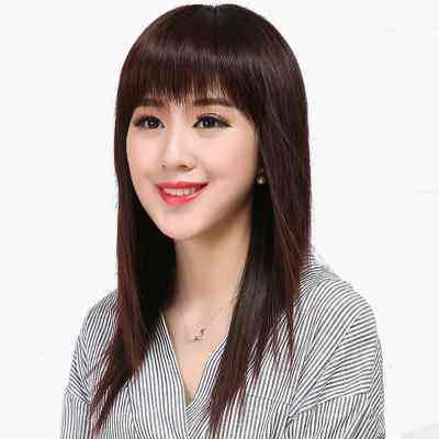 假发女长发全头套长直发中长发逼真时尚女士真发齐刘海假发套自然