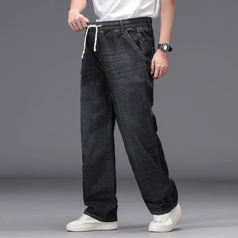 大码弹力牛仔裤加肥加大胖子