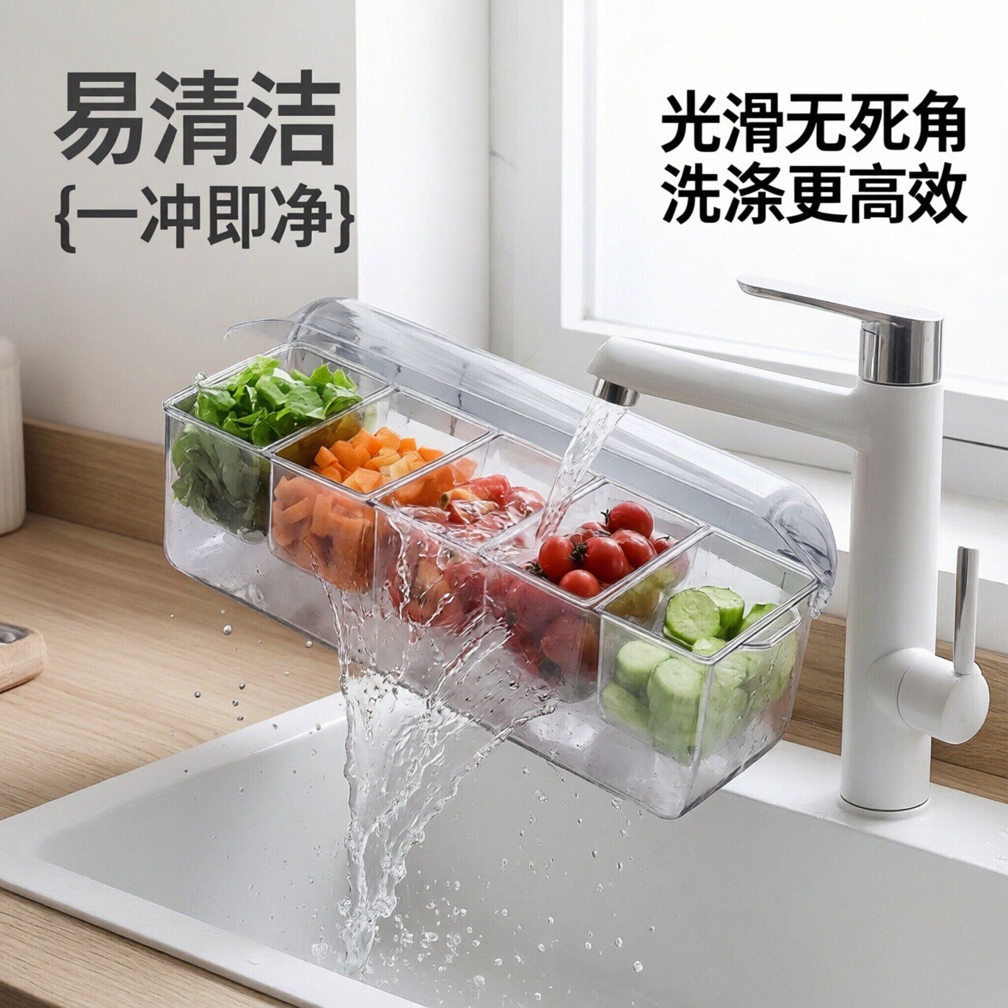 大容量便当沙拉保鲜盒家用冰箱冰块水果密封食品级分装盒透明带盖
