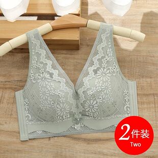 大码胸罩无钢圈大胸显小内衣女士薄款文胸收副乳防下垂大号大罩杯