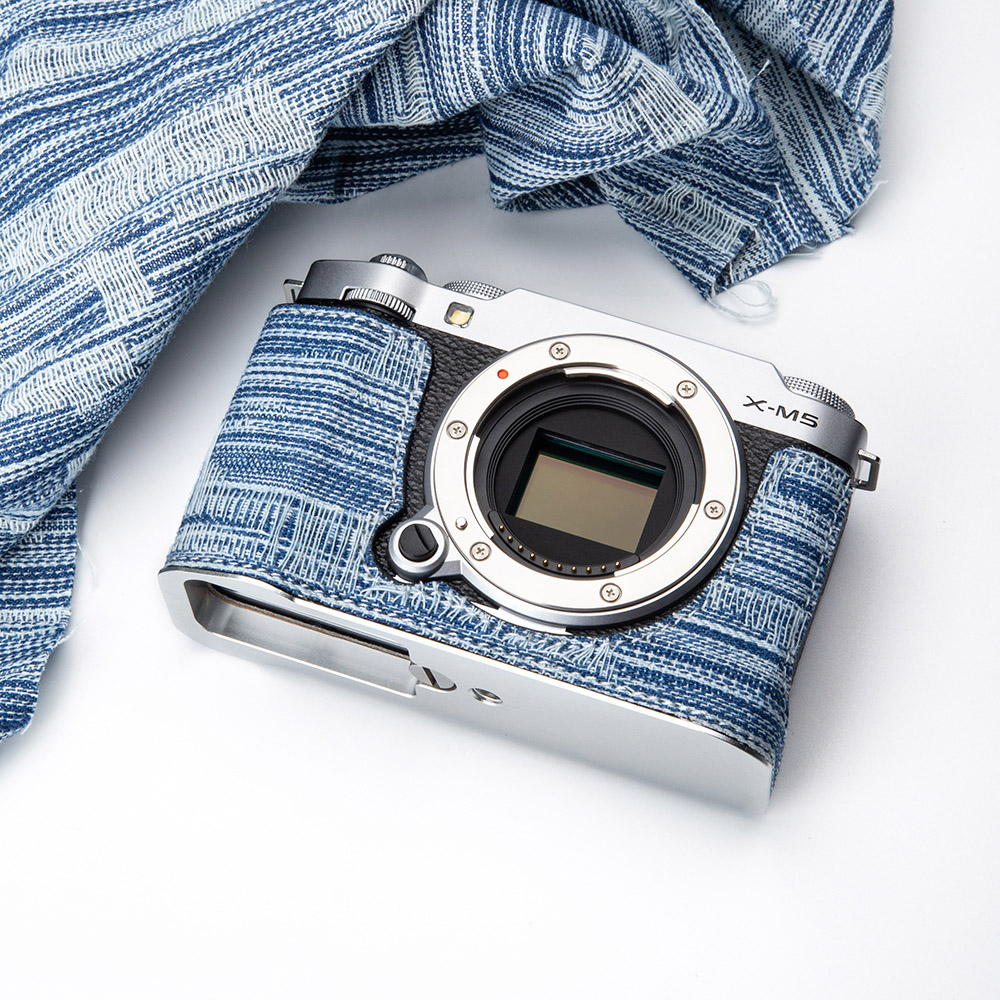 适用富士XM5保护套xe5/x100vi/xt5/xs20丹宁牛仔壳相机底座相机包