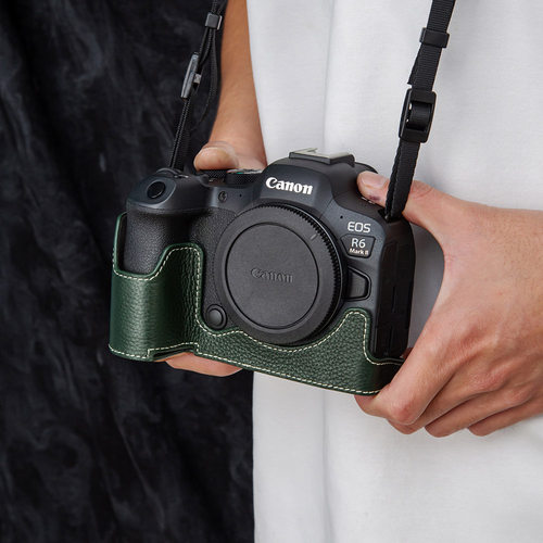 适用佳能R62皮套 R6二代保护套R63相机底座r6mark3真皮头层相机包