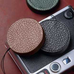 适用于富士EVO镜头盖 真皮镜头盖instax mini evo镜头盖防丢绳