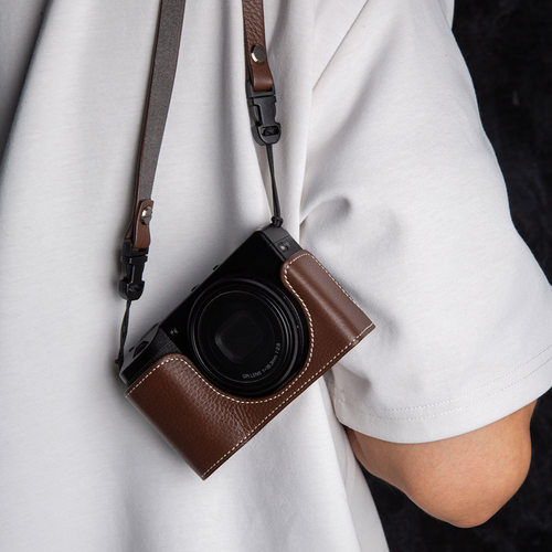 适用理光gr3/3x保护套GR4相机皮套保护套复古底座真皮理光相机包