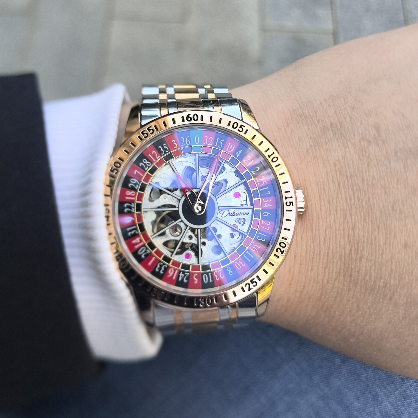 外贸时来运转幸运星商务白领手表男机械夜光全自动日历月相大学生