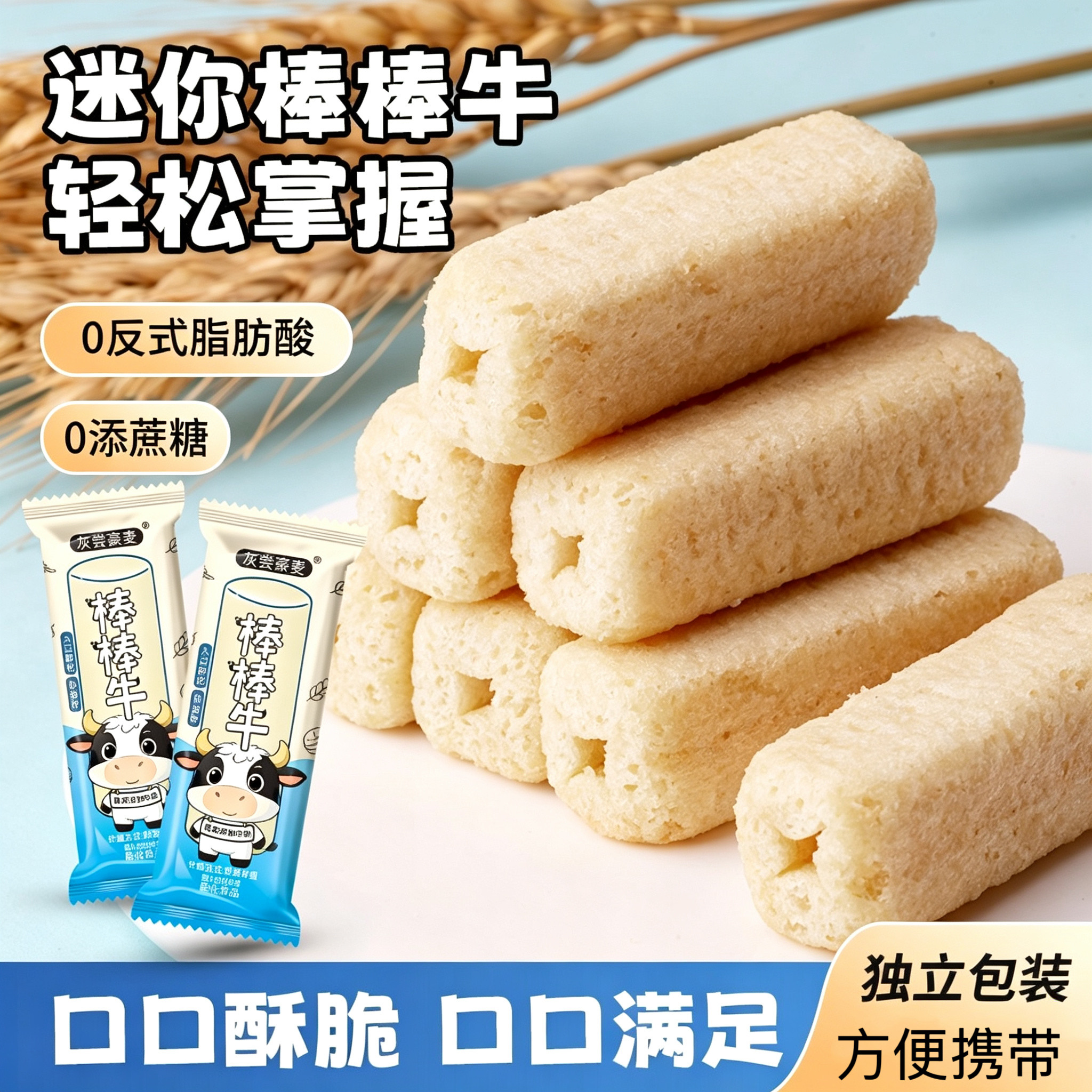 糖尿人专用零食可以吃无糖精牛奶味米果棒非油炸酥脆饼干解馋小吃