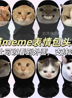 猫meme面罩鼠鼠猫huh派对头套整蛊宠物搞笑面罩cos抽象表情包面具