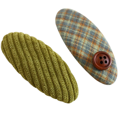 儿童格纹纽扣发夹可爱女童碎发夹BB夹秋冬新款发卡女孩头饰侧边夹