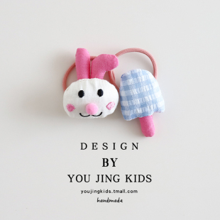 可爱兔子蘑菇儿童发圈充棉布艺不伤发女童头绳皮筋女孩发绳头饰品