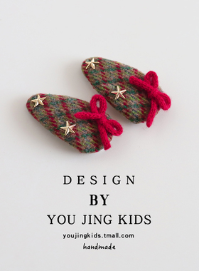 韩版儿童红色蝴蝶结毛线发夹女童星星刘海夹发卡洋气女孩BB夹头饰