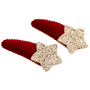 儿童闪粉星星发夹女童丝绒秋冬新款BB夹刘海夹小女孩发卡洋气头饰