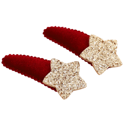 儿童闪粉星星发夹女童丝绒秋冬新款BB夹刘海夹小女孩发卡洋气头饰