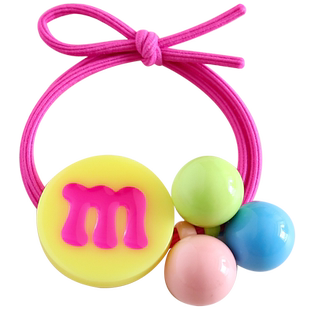 儿童字母M圆球发圈多巴胺小女孩彩色头绳马尾皮筋高弹力女童头饰
