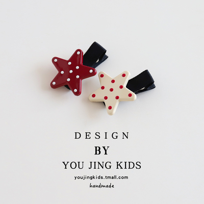 韩版儿童星星点点红色发夹女孩爱心刘海夹发卡女童碎发夹边夹头饰