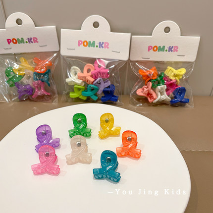 7只装可爱简约发夹儿童多巴胺小抓夹女童宝宝交叉发卡碎发夹头饰