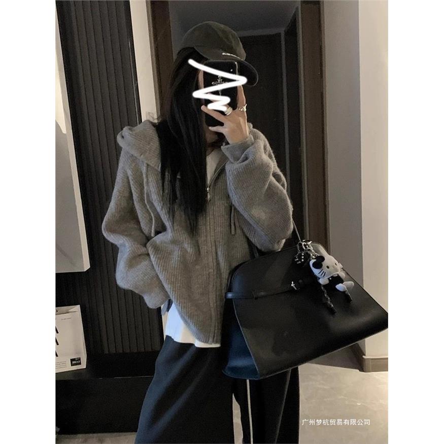 韩系连帽拉链毛衣女秋冬2