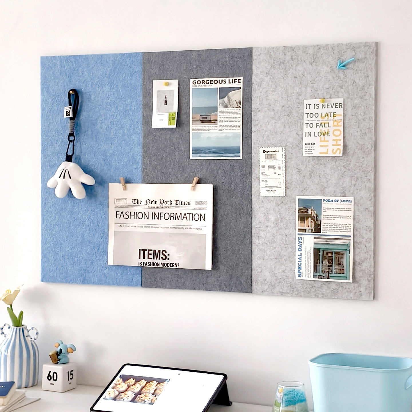 简约毛毡板照片墙自粘墙贴家居装饰板墙贴免打孔幼儿园环保墙贴