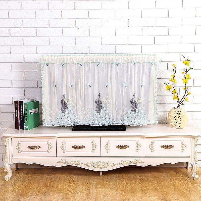 简约现代蕾丝布艺开机不取电视机防尘罩电视套子立式挂式通用