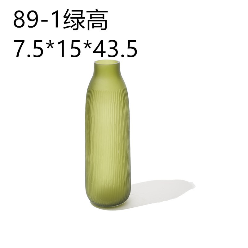 创意手工刻磨大肚子小口玻璃花瓶居家客厅软装酒店装饰品