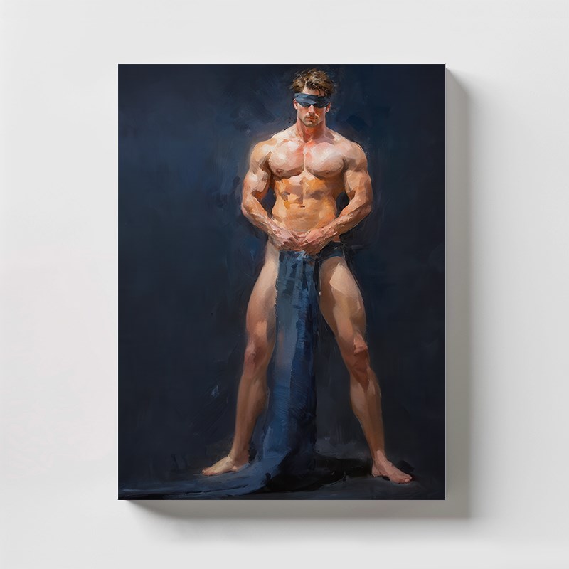 情绪肌肉男高清装饰画卧室挂画喷绘油画房间室内挂墙靠墙型男图片
