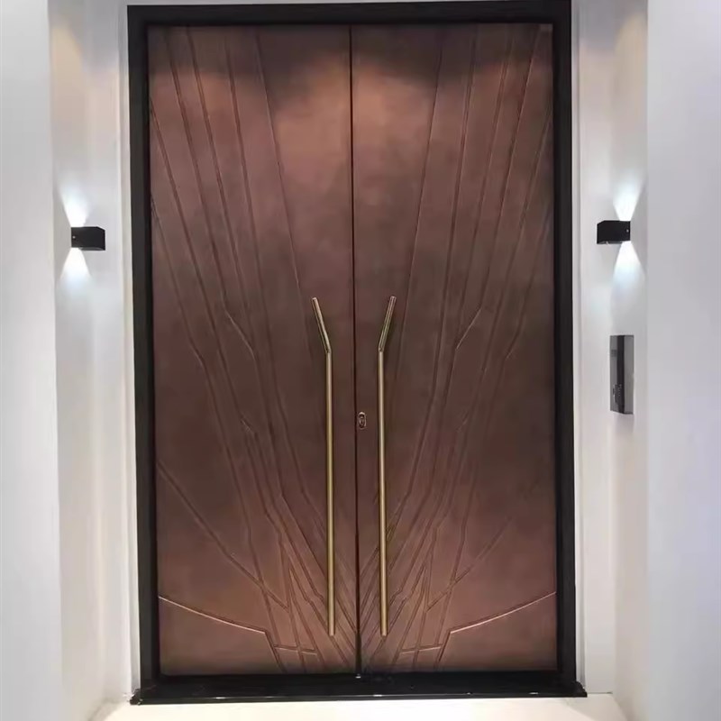 厂家定制双开铜门别墅大门农村自建房大门防盗不掉色入户门庭院门