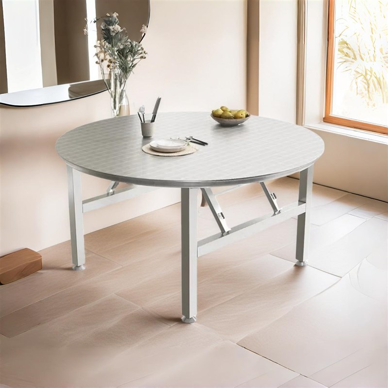 特厚不锈钢可折叠桌大排档桌面圆形餐桌小户型出租房农村家用桌圆